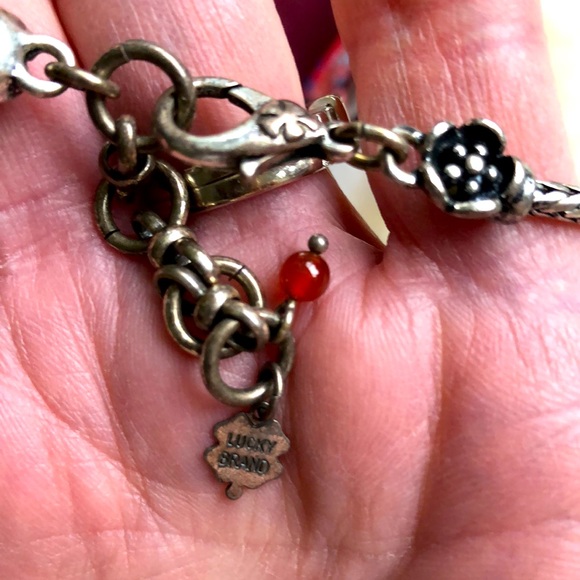 Lucky Brand Necklace With Silver Rose, Black Beads & Turquoise Accents - Picture 5 of 6